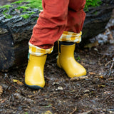 Wellington Ankle Length Round Toes Waterproof Boots, Gold