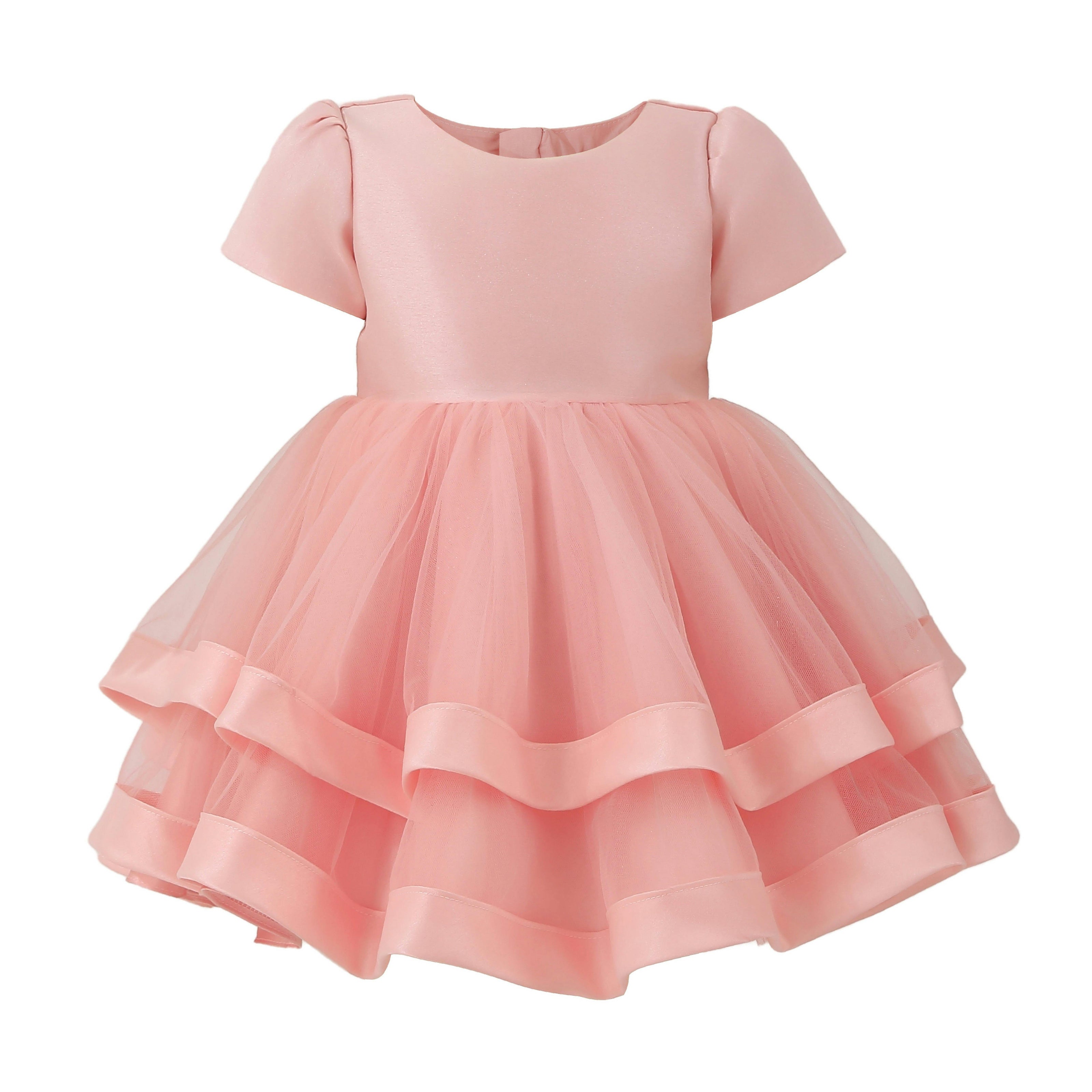 Pink Suttona Satin Bow Dress