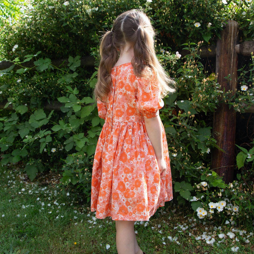 Girls Dress with Puff Sleeves