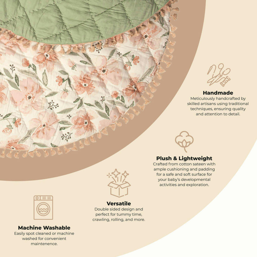 Parker Quilted Baby Play Mat (Pink Floral)