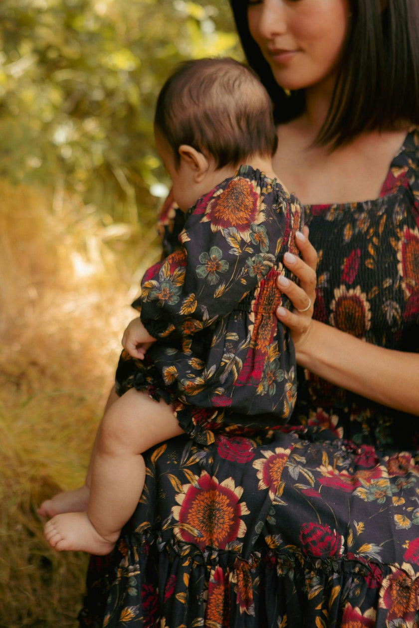 Baby Madeline Romper in Moody Sunflower