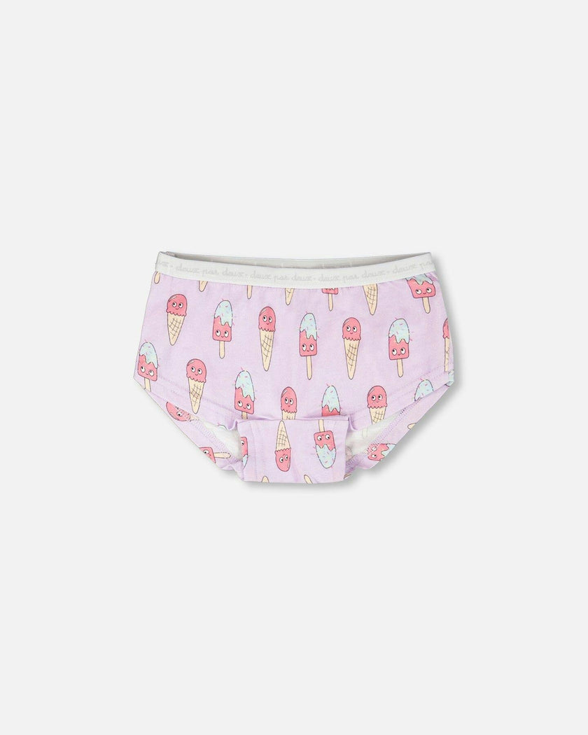 Organic Cotton Boyshort Panty Lilac Printed Ice Creams