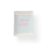Packed Party Always Write Teacher Trinket Tray and Apple Earring Set - Ceramic Notebook Paper Tray with Red Enamel Apple Stud Earrings, 4.33x5.5 Inch
