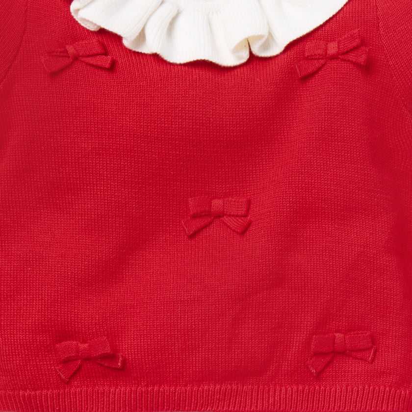 Baby Bow Matching Sweater Set, Red