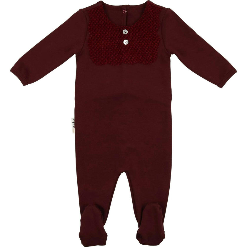 Velour Bib Girls Long Sleeve Footie