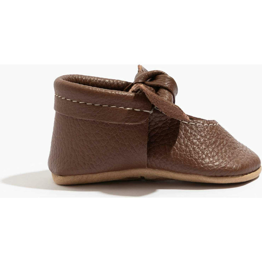 Chestnut Knotted Bow Baby Shoe