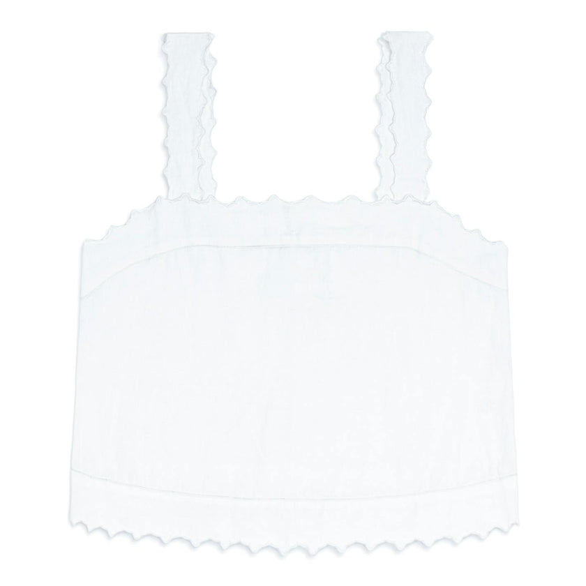 women's white linen scalloped tank