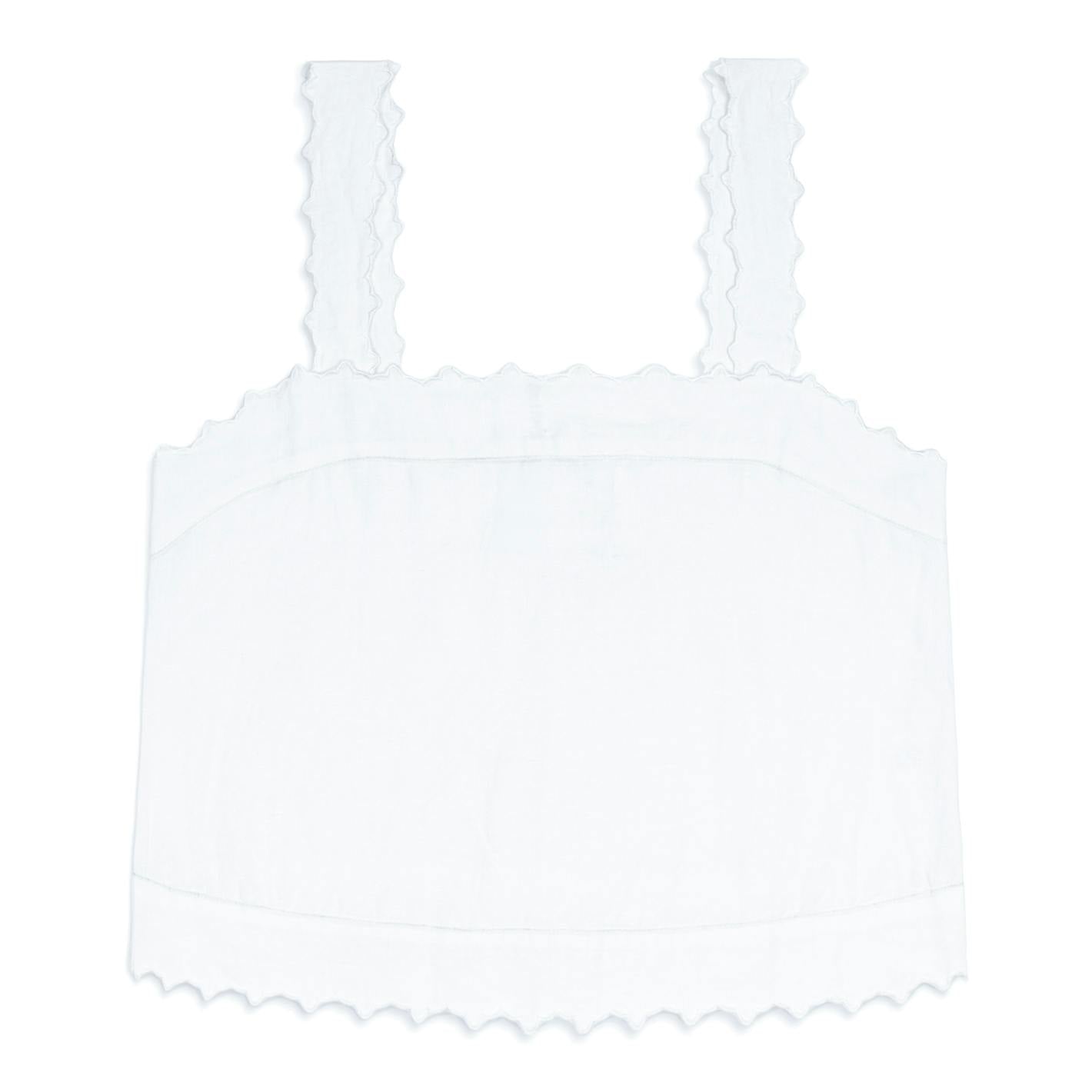 women's white linen scalloped tank