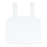 women's white linen scalloped tank