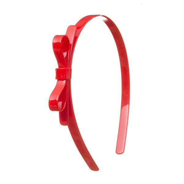 Thin Bow Headband - Red