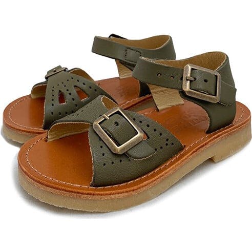 Pearl Leather Sandal, Green