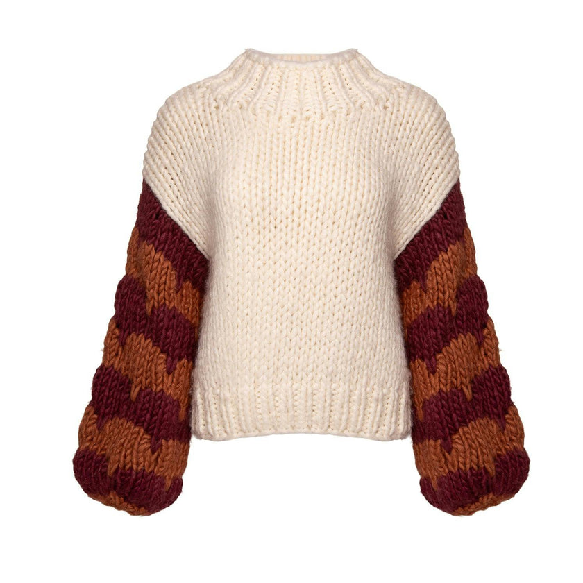 Aimee Sweater in Orange & Cream