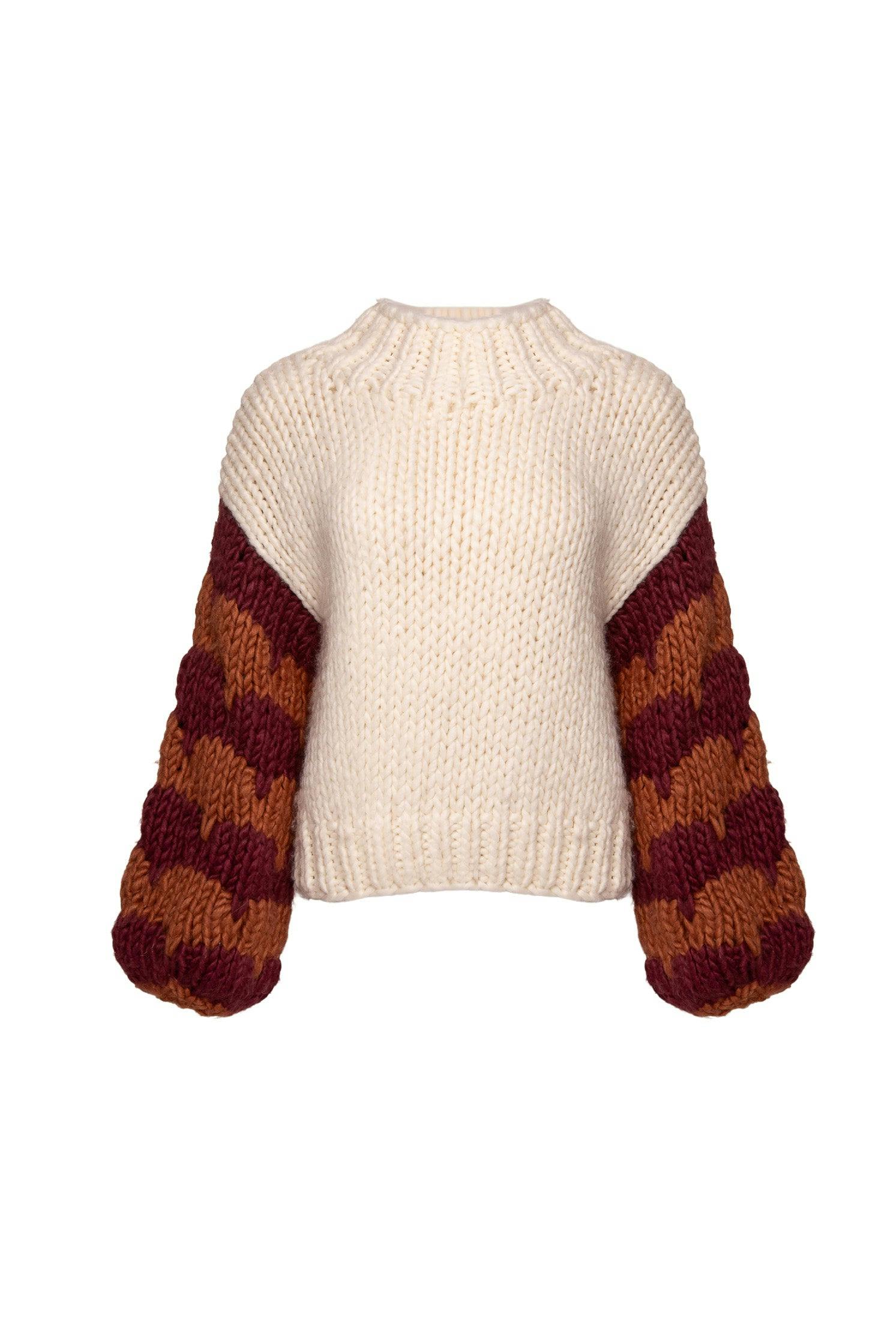 Aimee Sweater in Orange & Cream