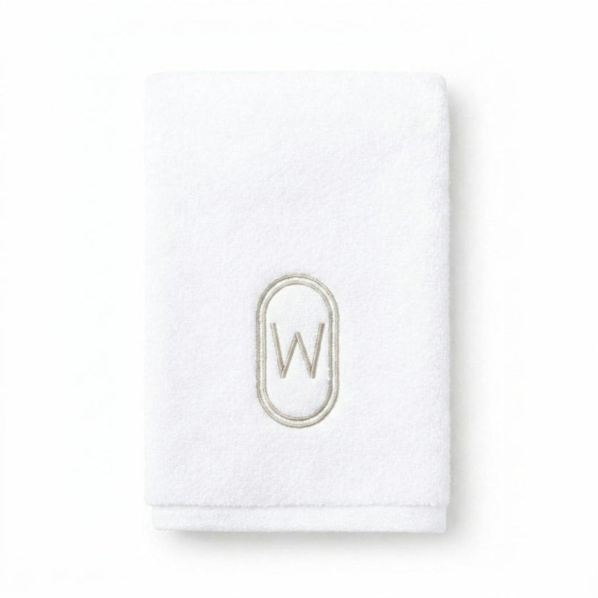 DH Oval Monogram Embroidered Fingertip Towel