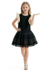 Black Glitter Ruffle Skirt Set