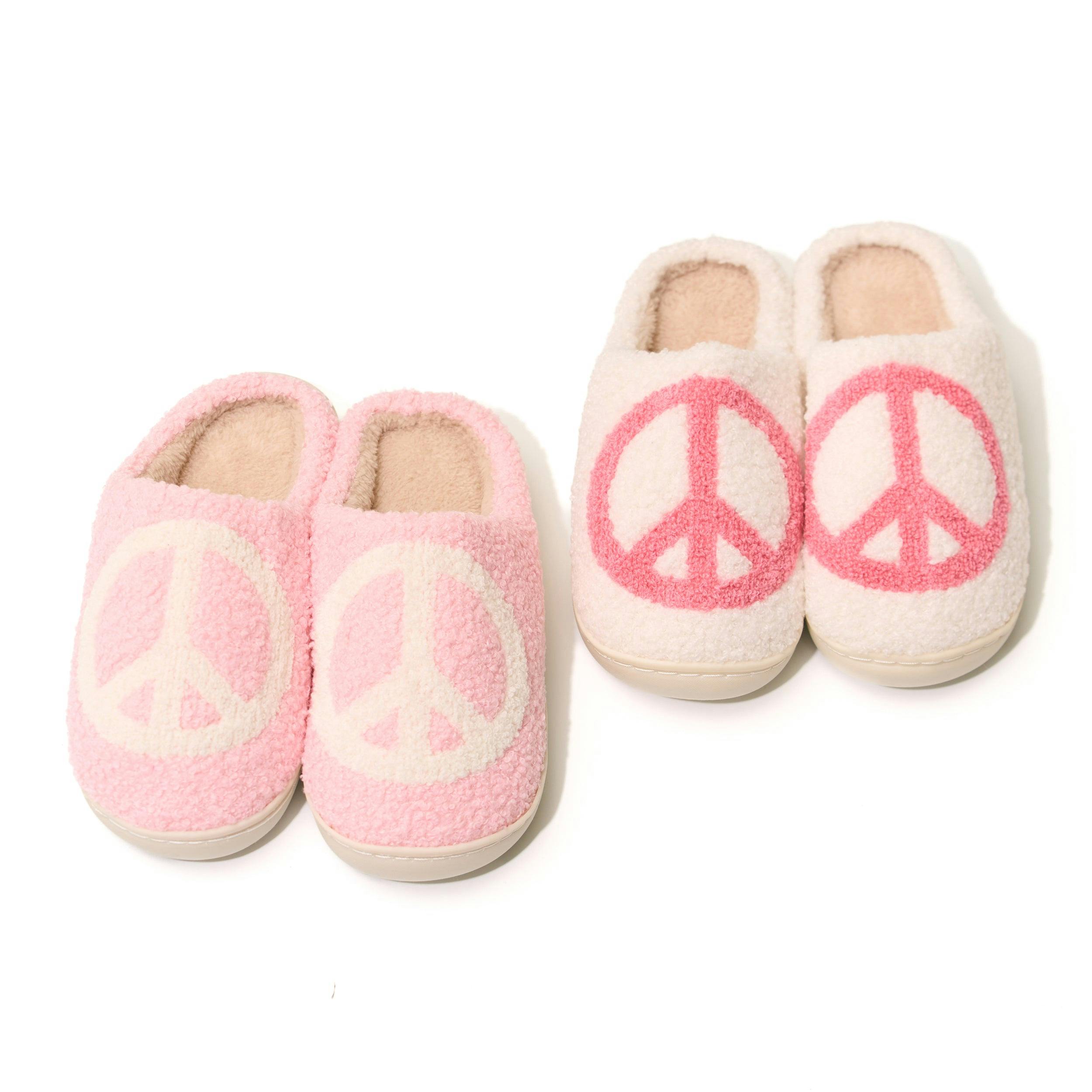 Tweens Plush Slippers with a Peace Design