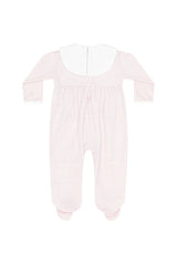 Pink Herringbone Embroidered Collared Footie