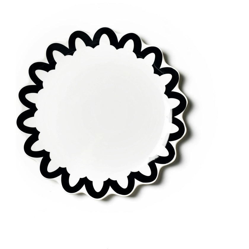 Black Arabesque Trim Scallop Dinner Plate