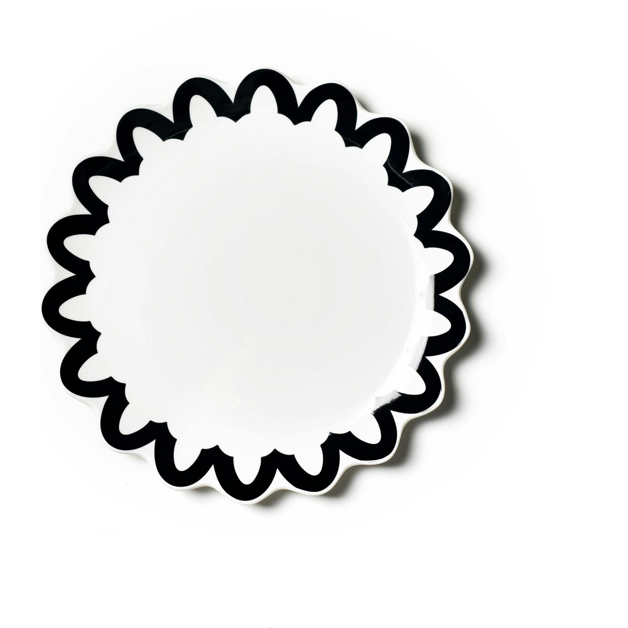 Black Arabesque Trim Scallop Dinner Plate