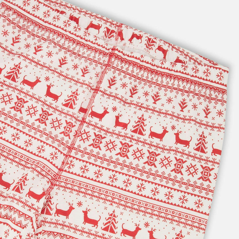 Adult Men Organic Cotton Two-Piece Pajama Set Red and White Fairisle