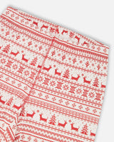 Adult Men Organic Cotton Two-Piece Pajama Set Red and White Fairisle
