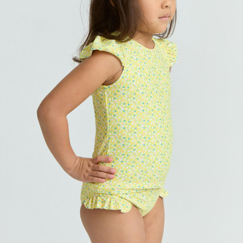 girls petite fleur cap sleeve rashguard set