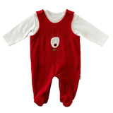 Red Holiday Reindeer Velvet Babygrow