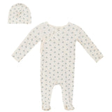 Fruit Print Ribbed Snap Front Romper and Hat Two Piece Set