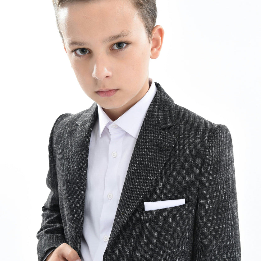 Smoky Gray Peak Lapel Blazer