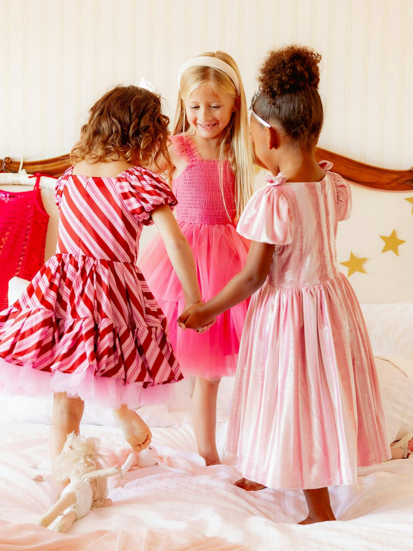 Mini Tiara Dress in Pink Velvet