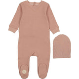 Cuddly in Cotton Footie & Hat Set Misty Rose
