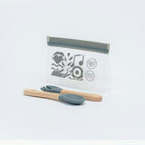 Silicone & Wooden Spoon & Spork Set