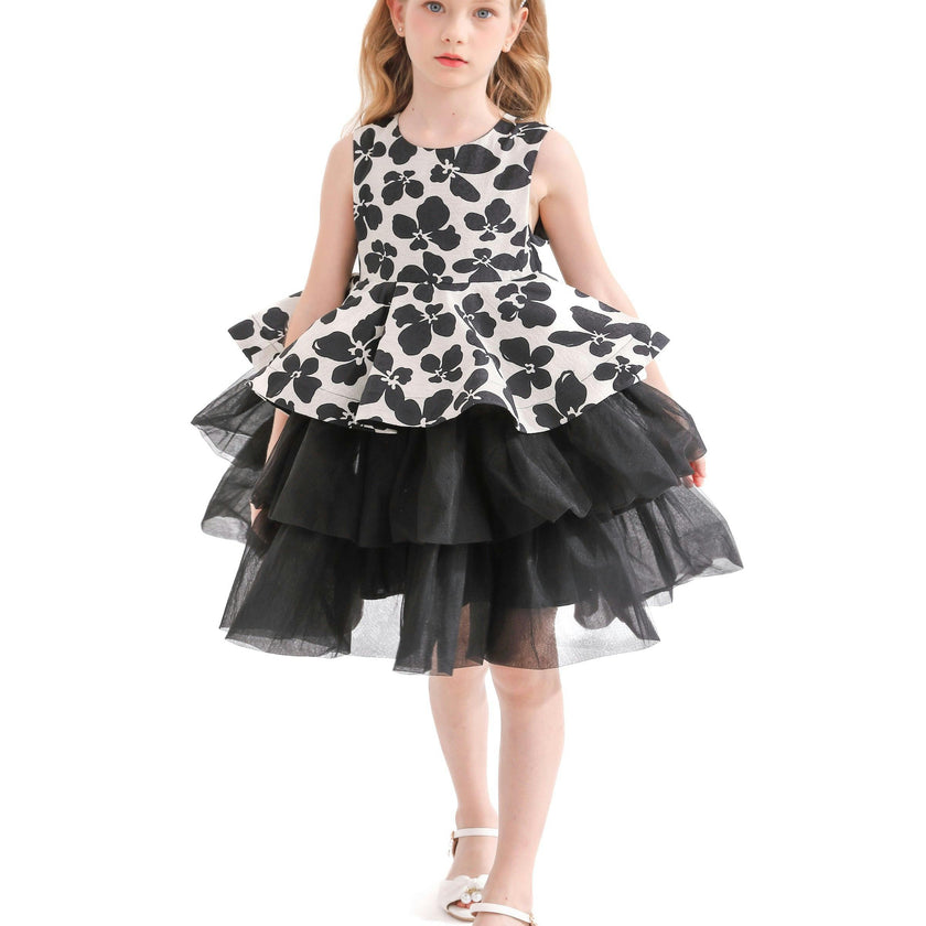 Black Nazareen Floral Tiered Dress