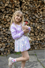 Sequins Skirt with Satin Waistband