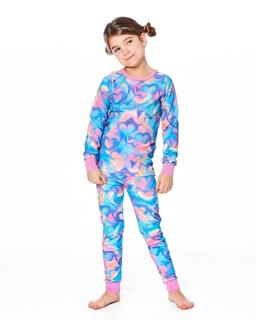 Organic Cotton Two-Piece Pajamas Rainbow Heart Print