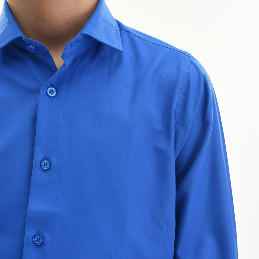 Blue Solid Dress Shirt