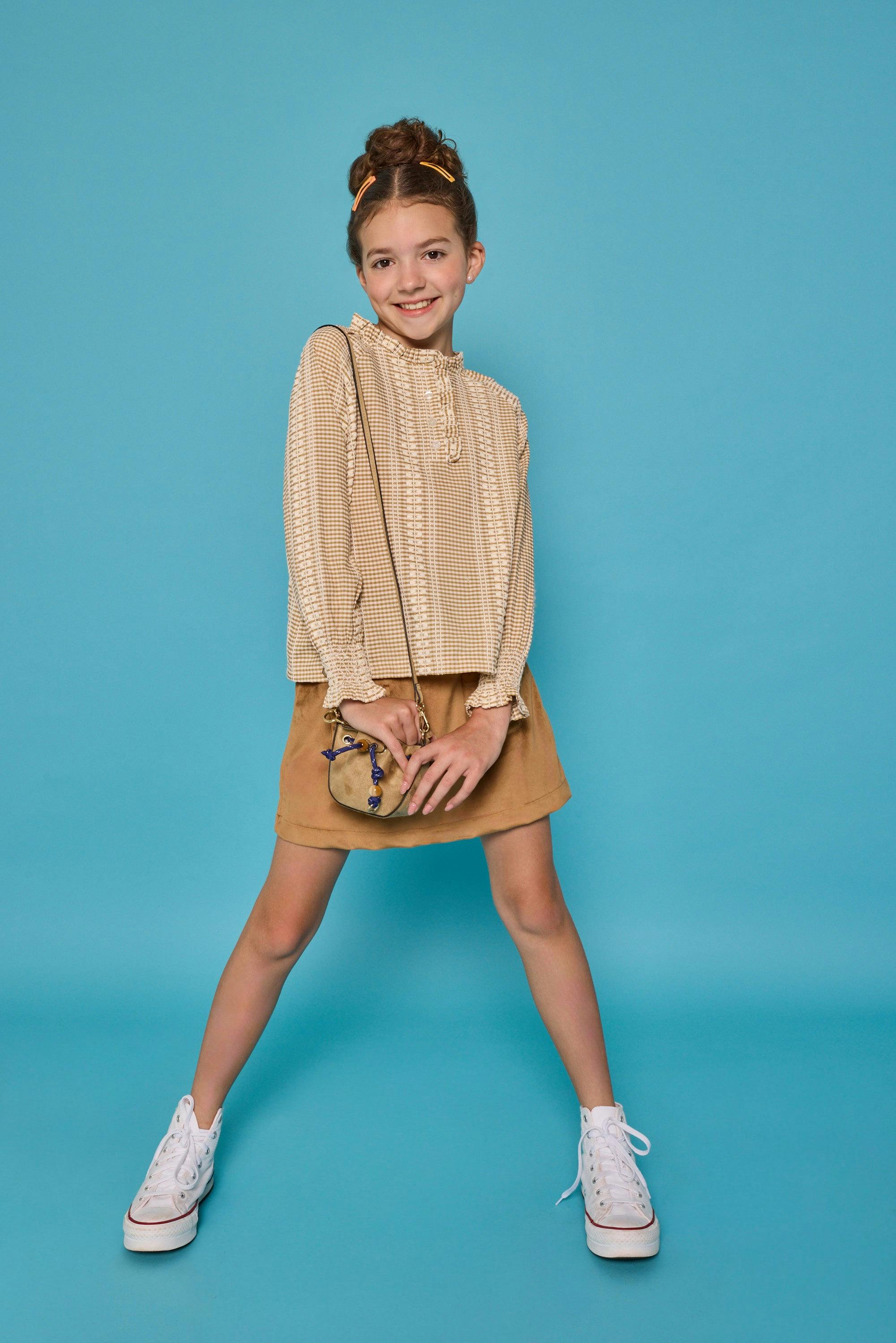 Shannon Top - Geneva Gingham Khaki