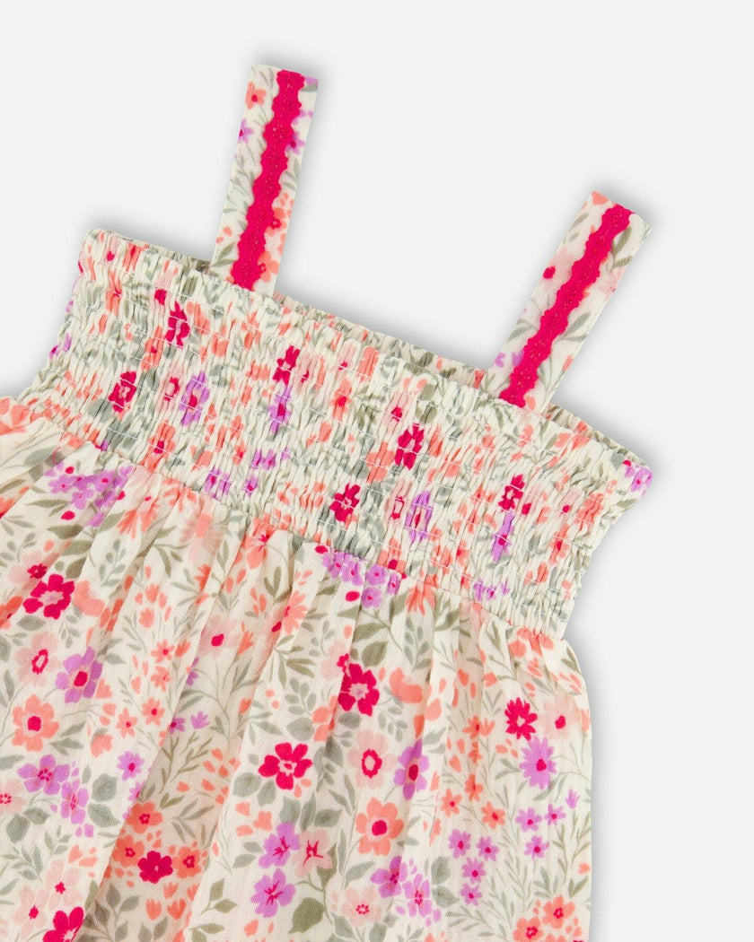 Tank Top With Smocking And Shorts Set In Muslin