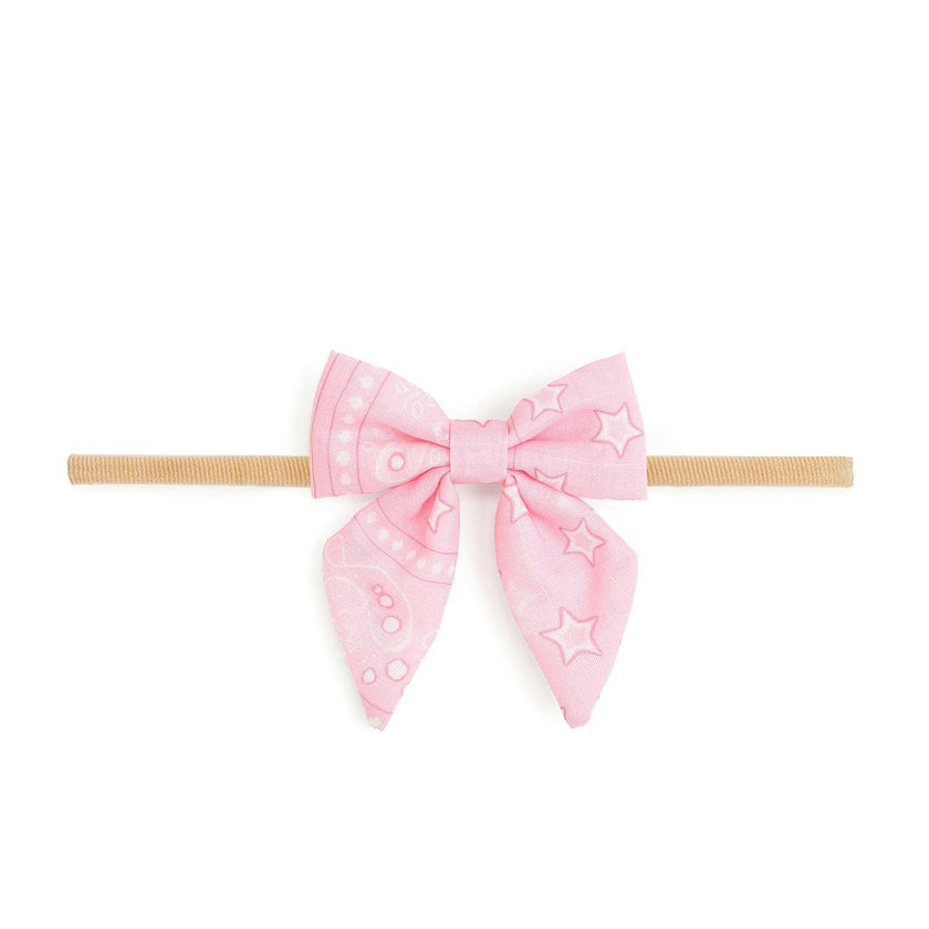 Pink Bandana Western Bow Baby Headband
