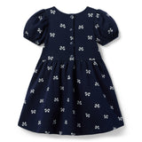 Bow Jacquard Dress, navy blue