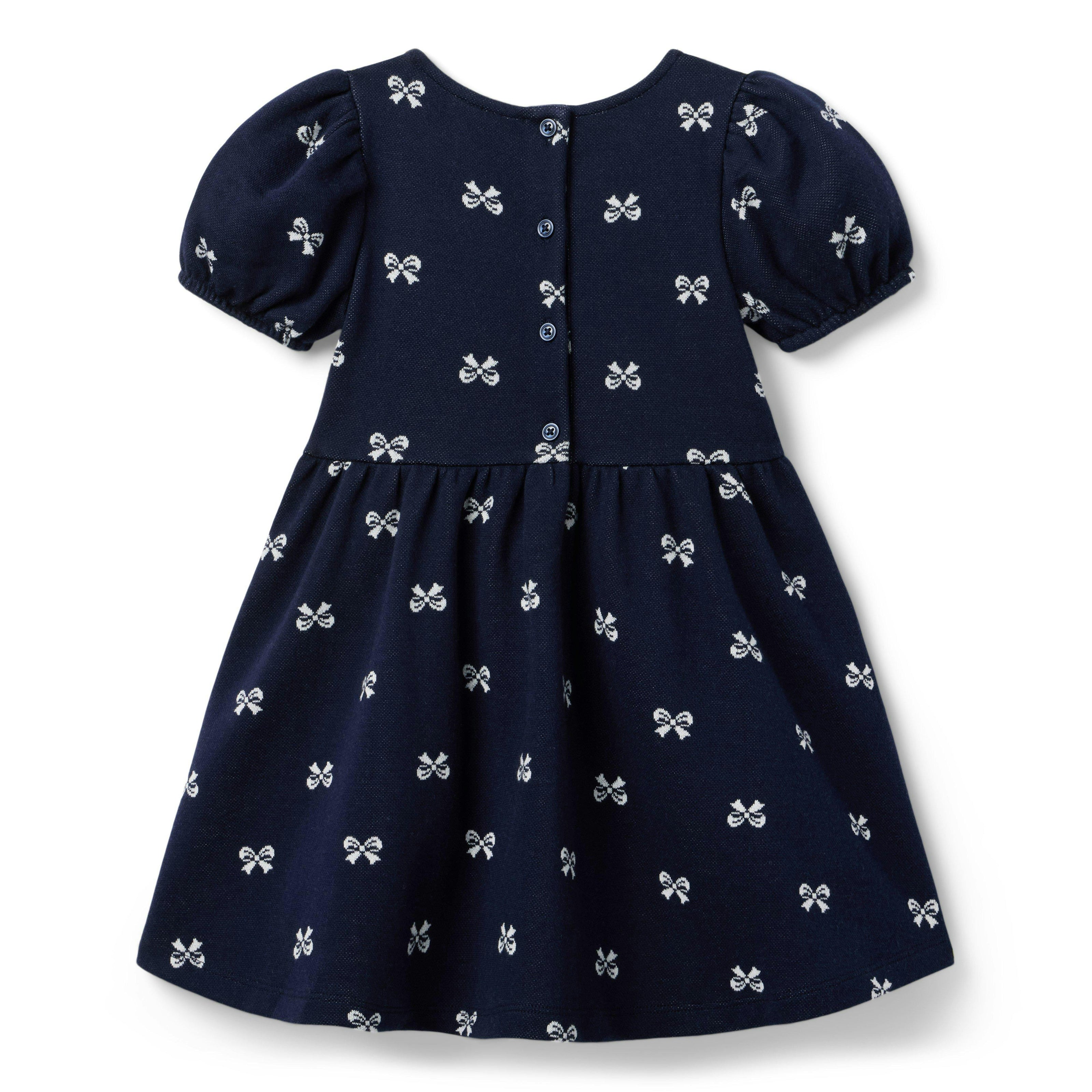 Bow Jacquard Dress, navy blue