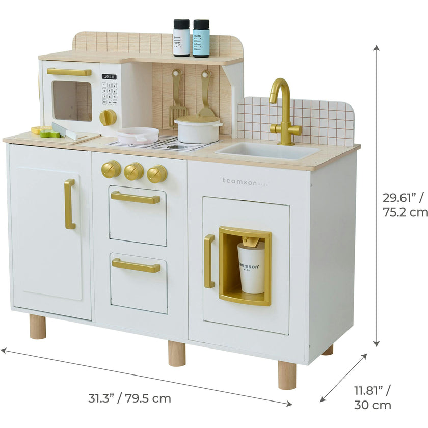 Teamson Kids Little Chef Hampton Wooden Play Kitchen with 17 Accessories