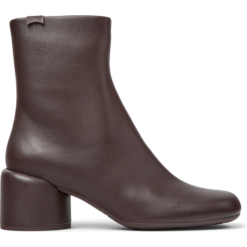 Women's Niki Zipped Block Heel Leather Boots, Burgundy
