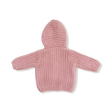 Chenille - Rose Hooded Jacket with Striped Texture