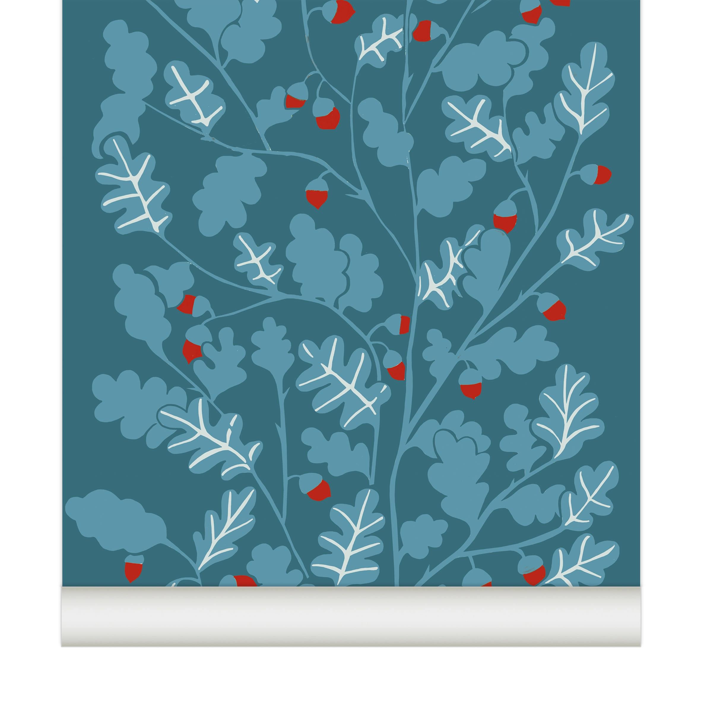 Papier peint CHÊNES coloris Bleu persan