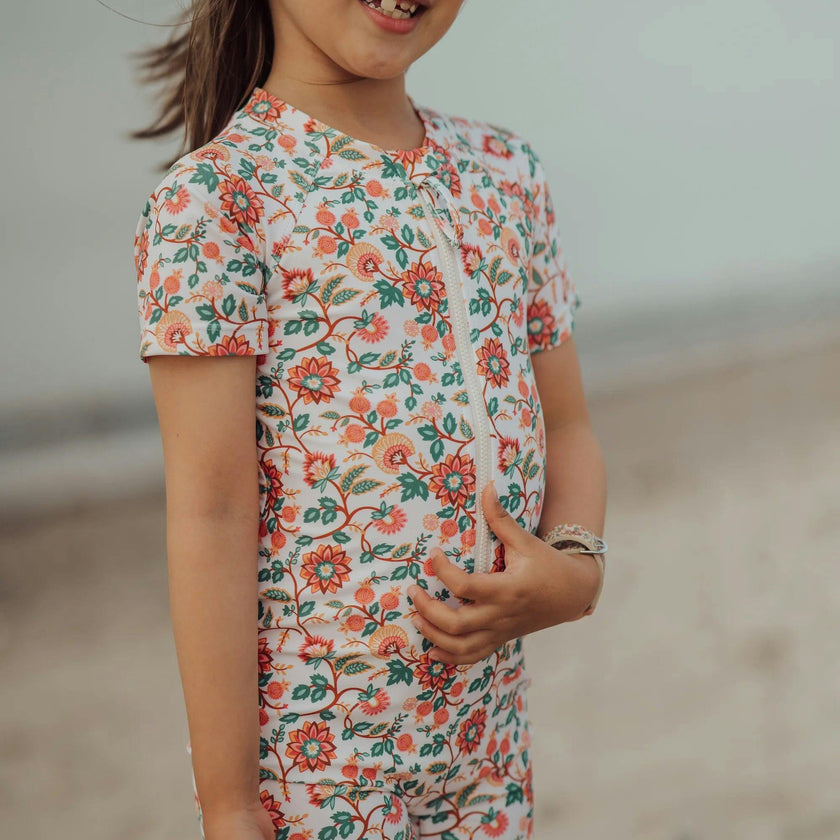 Short Sleeve Rashguard Swimsuit | UPF + Recycled - In Bloom