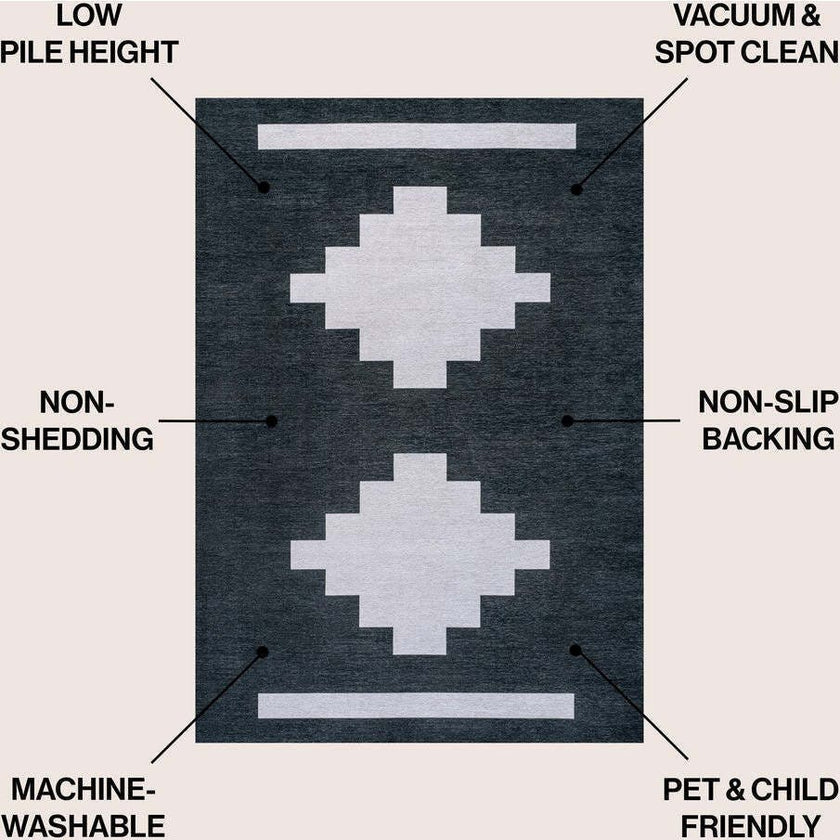 Adriel Geometric Tribal Medallion Machine-washable Area Rug