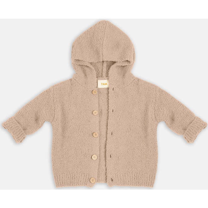 Fuzzy Ribbed Cuff Hooded Cardigan
