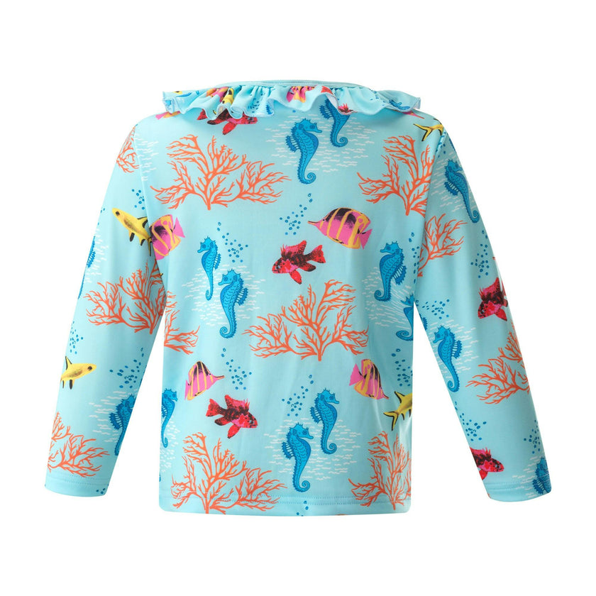 Coral Reef Print Long Sleeve Two-Piece Rashguard Set