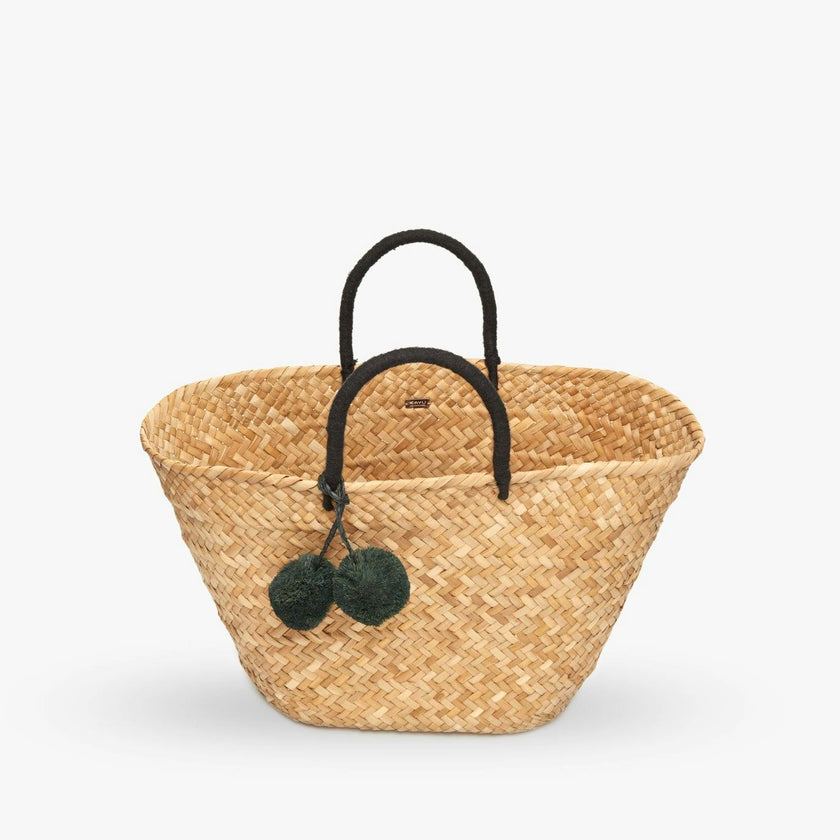 Oversized St Tropez Pom Pom Straw Tote